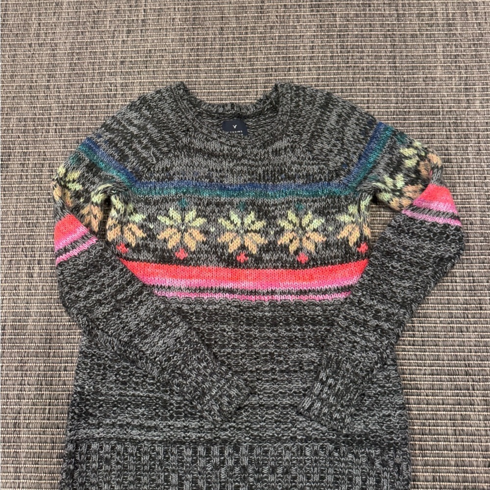 American Eagle Outfitters Gray Multicolor Jegging Sweater